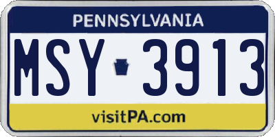 PA license plate MSY3913