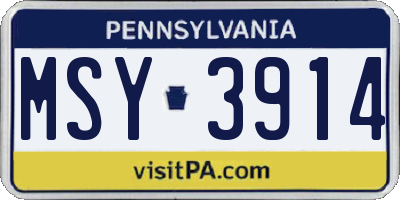 PA license plate MSY3914