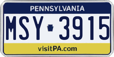 PA license plate MSY3915