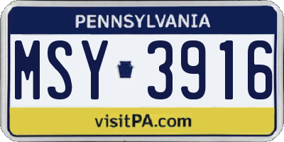 PA license plate MSY3916