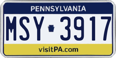 PA license plate MSY3917