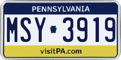 PA license plate MSY3919