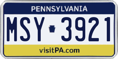 PA license plate MSY3921
