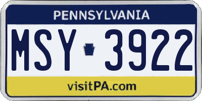 PA license plate MSY3922