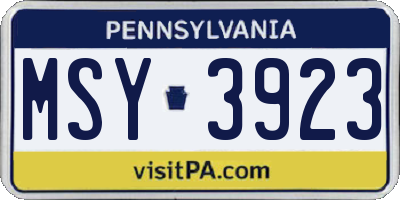 PA license plate MSY3923