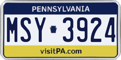 PA license plate MSY3924