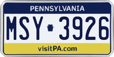 PA license plate MSY3926