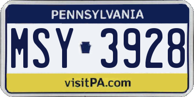 PA license plate MSY3928