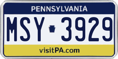 PA license plate MSY3929