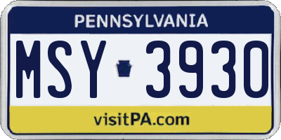 PA license plate MSY3930