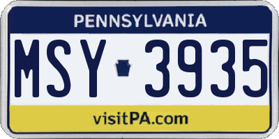 PA license plate MSY3935