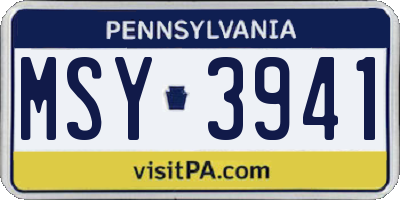 PA license plate MSY3941