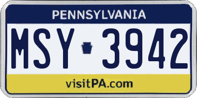 PA license plate MSY3942