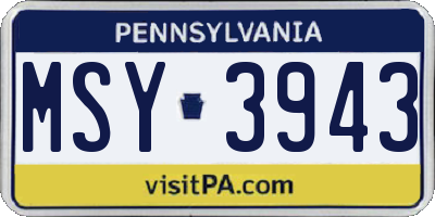 PA license plate MSY3943