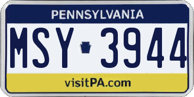 PA license plate MSY3944