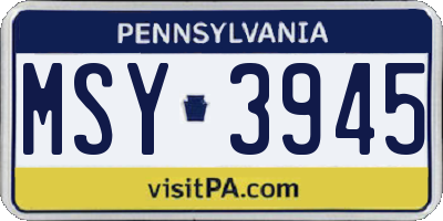 PA license plate MSY3945