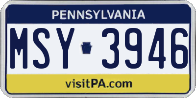 PA license plate MSY3946