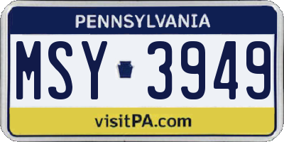 PA license plate MSY3949