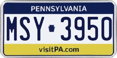 PA license plate MSY3950