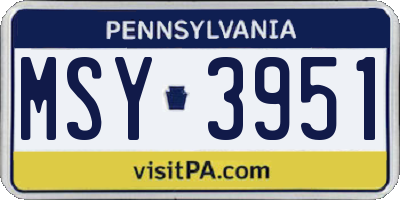 PA license plate MSY3951