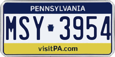 PA license plate MSY3954