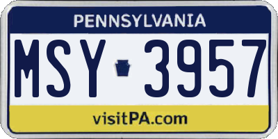 PA license plate MSY3957
