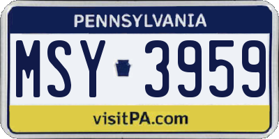 PA license plate MSY3959