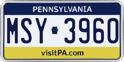 PA license plate MSY3960