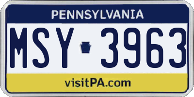 PA license plate MSY3963