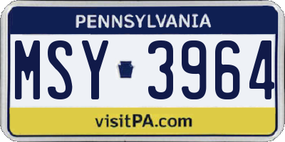 PA license plate MSY3964