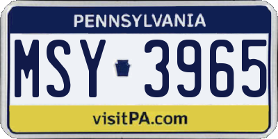 PA license plate MSY3965
