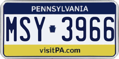PA license plate MSY3966