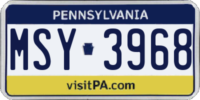 PA license plate MSY3968