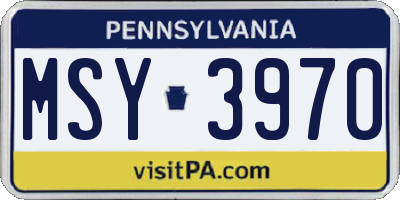 PA license plate MSY3970