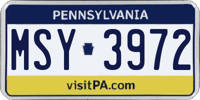 PA license plate MSY3972