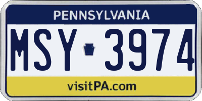 PA license plate MSY3974