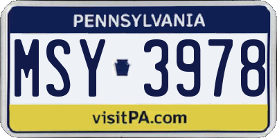 PA license plate MSY3978