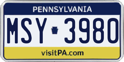 PA license plate MSY3980