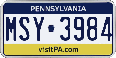 PA license plate MSY3984