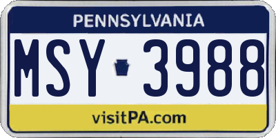 PA license plate MSY3988