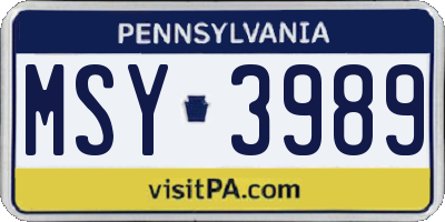 PA license plate MSY3989