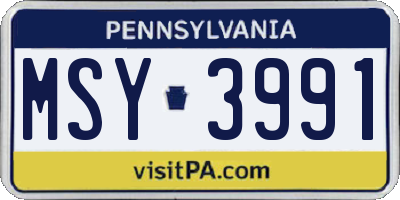 PA license plate MSY3991
