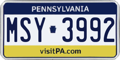 PA license plate MSY3992