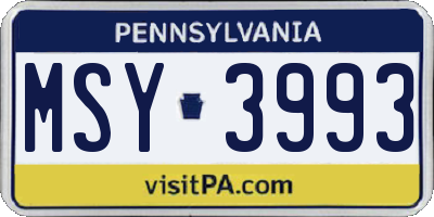 PA license plate MSY3993
