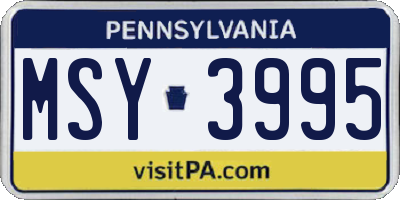 PA license plate MSY3995