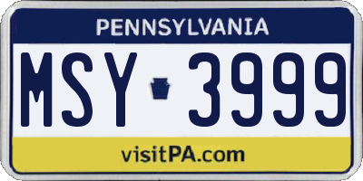 PA license plate MSY3999