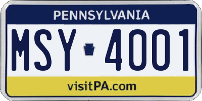 PA license plate MSY4001