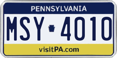 PA license plate MSY4010