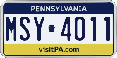 PA license plate MSY4011