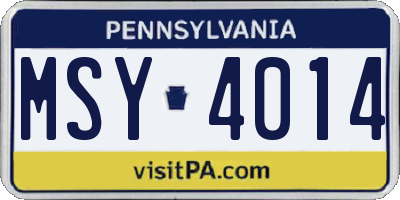 PA license plate MSY4014